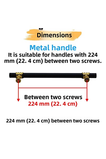 Badem10 Eylül Mobilier Bucătărie Sertar Dulap Mânere Dulap Mâner Capac Mâner Negru Aur 224 Mm Mâner Metal