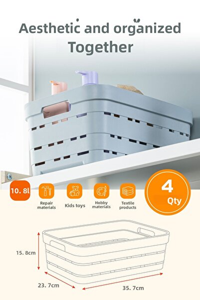 Vienev Cutie de depozitare perforată de 10,8 litri, 4 bucăți, albă