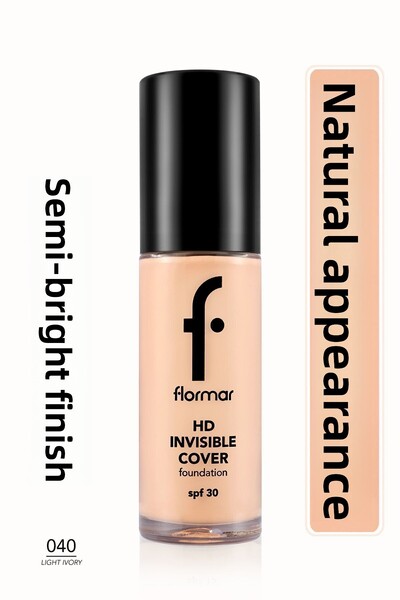Flormar Natural Finished Foundation (PINK SUB TONE) - Invisible Cover Hd Fdt- 040 Light Ivory -8682536059039