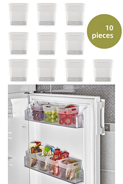 Eynel 10 قطع من منظم رف الثلاجة داخل الباب، مجموعة صناديق صغيرة متعددة الأغراض لتنظيم مستحضرات التجميل في الحمام