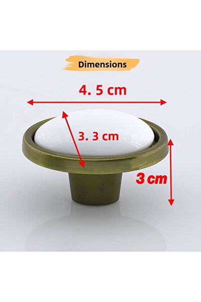 Badem10 Çoruh Porcelain Antique Yellow Handle Button Furniture Kitchen Drawer Cabinet Wardrobe Handle Handle Metal Handles