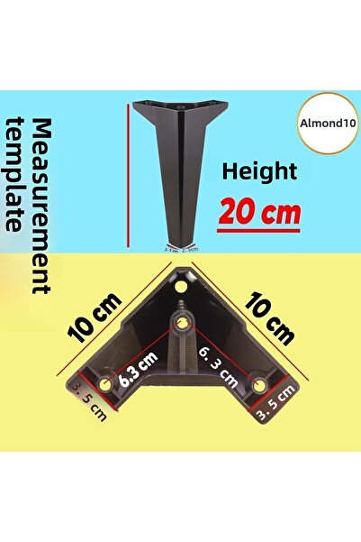 Badem10 Canapea Neagra 20 Cm - Mobila de lux Unitate TV Picioare Fotoliu si Picioare Consola 4 Buc