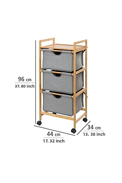 Wenko Gray Polyester Shelf Spring Laundry Cart with Wheels