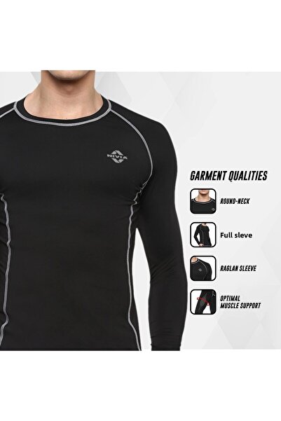 Nivia Men's 1861L1 Compression Tee ,Black,Large