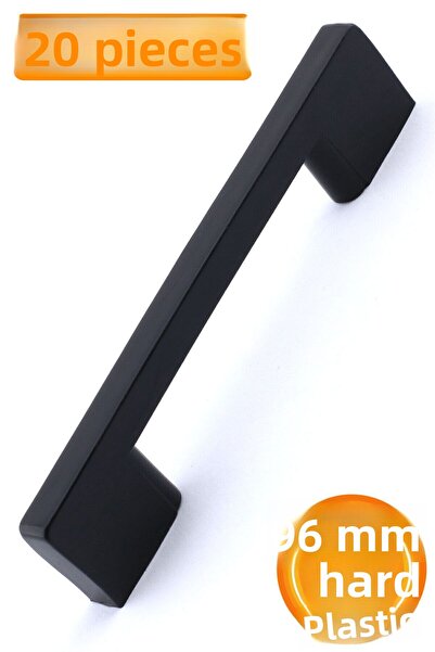 Badem10 (PLASTIC HARD) 20 buc. Pod 96 mm Mobilier negru Sertar de bucătărie D...