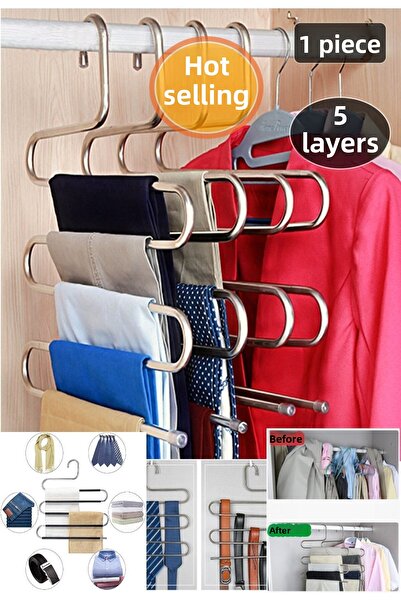 USF Μεταλλική κρεμάστρα ρούχων 5 επιπέδων για ρούχα Παντελόνι Κασκόλ Φουλάρι Πετσέτα Γραβάτα Organizer