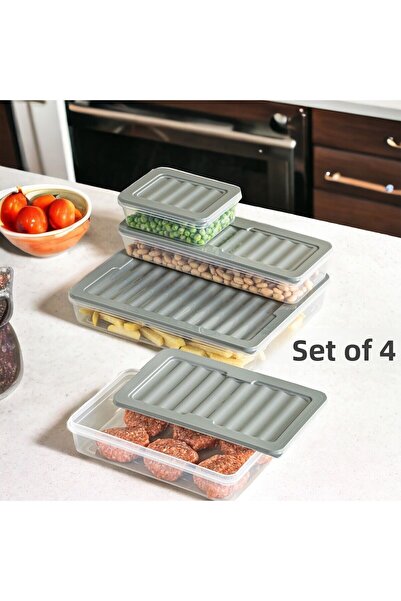 Nesto Home طقم ثلاجة مكون من 4 قطع - منظم الفريزر وحاوية تخزين الميكروويف 240...