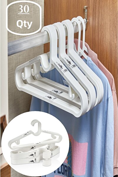 Bayev Cream 30 Pieces Clothes Hanger - Shirts Tie Hanger Plastic Hanger Model Hanger Wardrobe Hanger