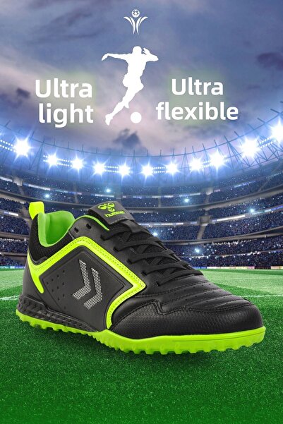 hummel 900580 Hml Nico Μαύρα ελαφριά εύκαμπτα παπούτσια γηπέδου από χαλί