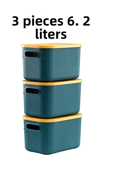Bayev 3 Pieces Storage 6lt Green Multi-Purpose Organizer Box with Lid, Decorative Box