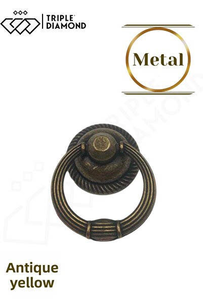 Triple Diamond Antique Yellow Single Ring Handle Button Cabinet Drawer Pendulum Handles for Kitchen Furniture Diameter (5Pcs)