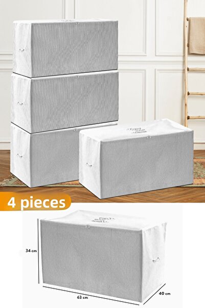 Serstil 4 Τεμάχια - Μεσαίου μεγέθους Γκρι ριγέ τσάντα 63 X 40 X 34 cm