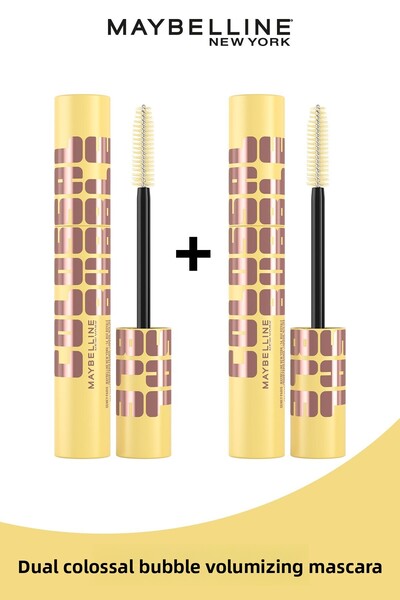 Maybelline New York مجموعة ماسكارا دبل كولاسال فقاعية لتكثيف الرموش - أسود
