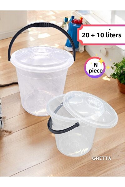 Gretta 20-10 Liter Water Bucket with Transparent Lid - Cleaning Garden Emblem
