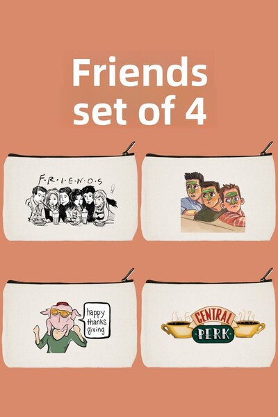 designedfy Комплект от 4 гримьорски несесера, несесер и портфейл с щампа Campaign Friends