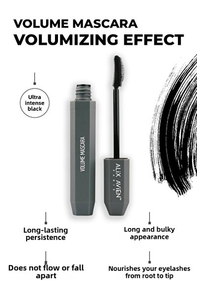 Alix Avien ماسكارا سوداء تدوم طويلاً، مرطبة، مغذية، ذات تأثير رفع - ماسكارا ح...