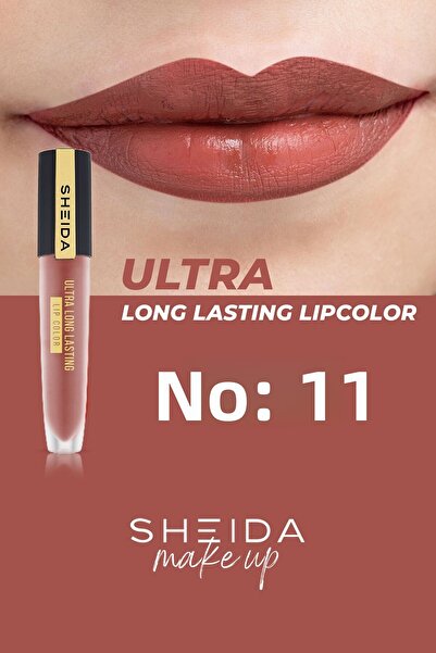 Sheida أحمر شفاه سائل غير لامع يدوم طويلاً - مع صبغة مكثفة وفيتامين E - رقم 11