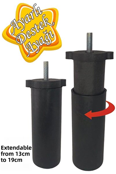 GLASWEN Picior de sprijin reglabil 13 X 19 Cm Picior ascuns negru cu șurub M8...