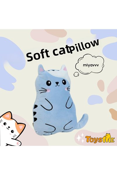 toysme Blue Cat Pillow Cuteness and Comfort Together!