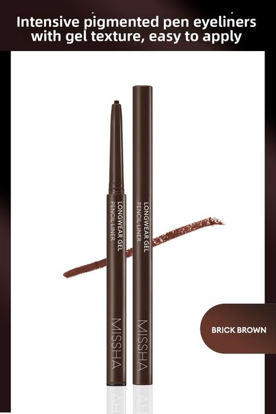 Missha قلم تحديد العيون ذو ملمس جل ناعم من Brick Brown - بطانة قلم جل طويلة