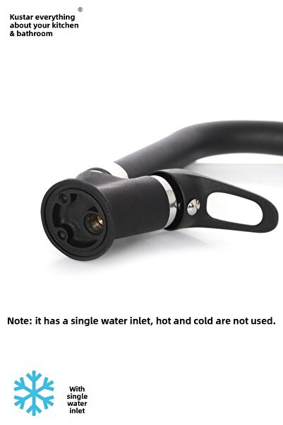 KUSTAR Short Corner Delta Spout Single Water Inlet Matte Black Mix Sink Faucet on Off Faucet