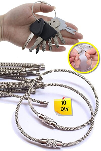 TOYFEST 10 قطع - سلسلة مفاتيح من الأسلاك الفولاذية مقاس 15 سم