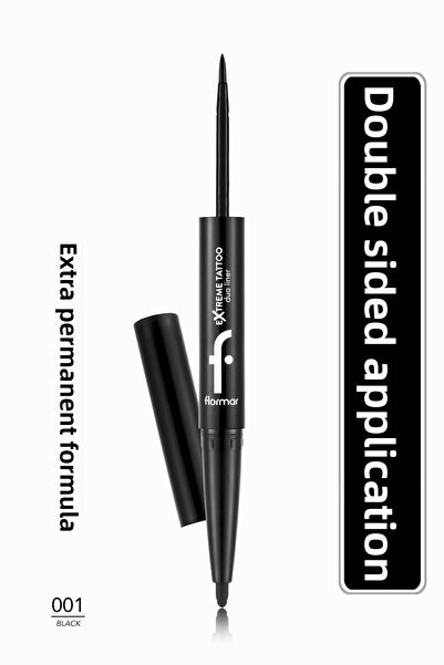 Flormar قلم تحديد العيون والجل ذو الوشم المزدوج الأسود - 001 أسود -8682536061551