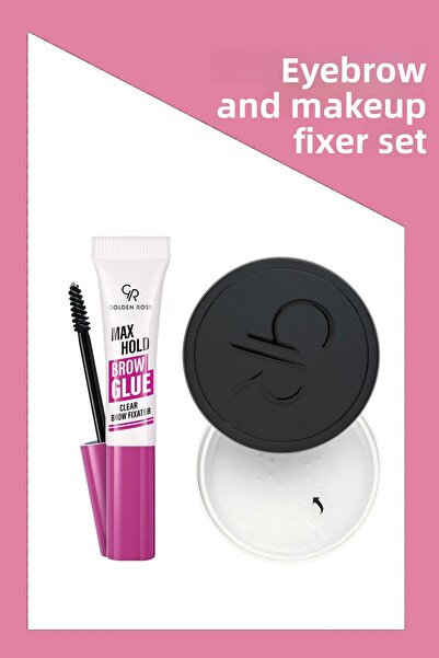 Golden Rose غراء الحواجب ماكس هولد - مجموعة بودرة تثبيت الحواجب الشفافة ومسحو...