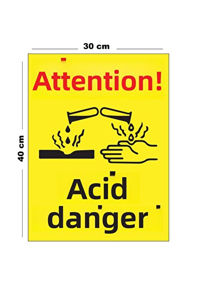 Lucena Metal Caution Acid Hazard 30cm X 40cm A3 Size Warning Sign Directional Sign
