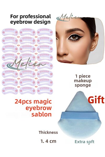 Melien 24 قطعة من قالب الحواجب القابل لإعادة الاستخدام لتشكيل العين والوجه وم...