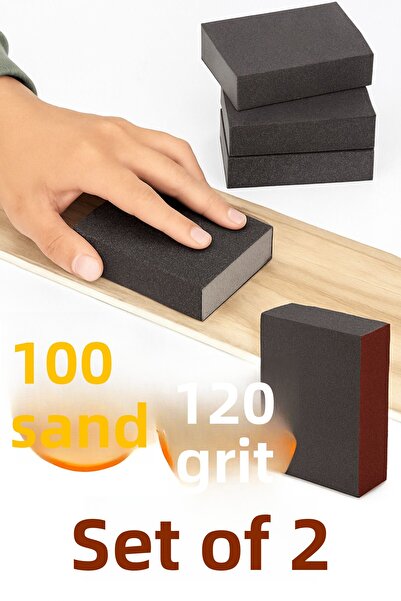 LEOX مجموعة من 2 ورق صنفرة إسفنجي بحبيبات 100-120 |   أثاث معدني خشبي مناسب ل...