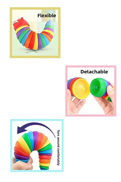 Doğan Oyuncak Dünyası Söktak Fun Caterpillar Toy - Stress and Anxiety Relief Montessori Caterpillar Toy - Colorful Caterpillar