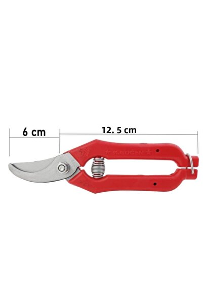 ZUBİZUBİ Göcen Citrus Grape Vine Pruning Shears Curved Tip 18.5 cm Red