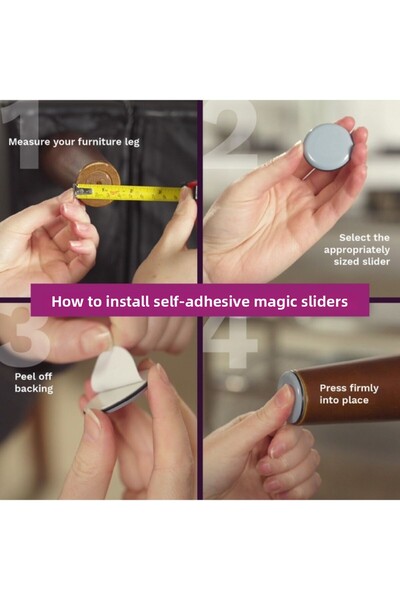 Magic Sliders 4-Piece Self-Adhesive Multi-Surface Furniture Sliders