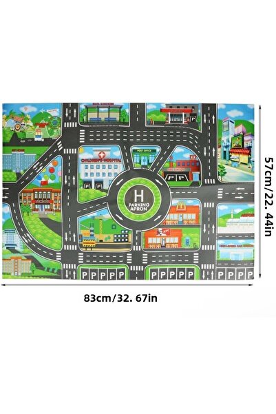 Tahtakale Dünyası Children's Play Mat Carpet Car Road Parking Car Parking Car...