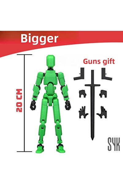 SYK Design (كبير) لعبة روبوت 20 دمية خضراء وسوداء قابلة للحركة بجميع المفاصل
