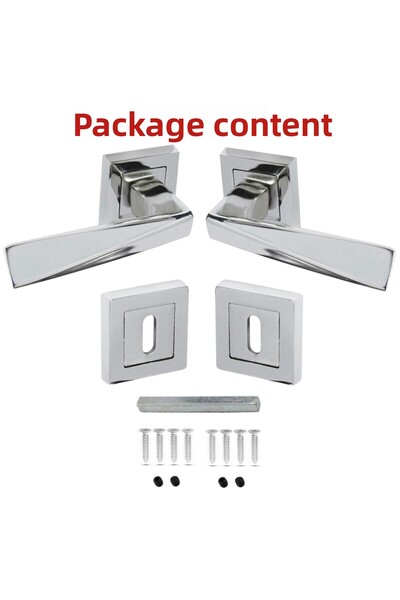 Badem10 Set uși de cameră cu rozetă pătrată din nichel satinat Penta - 1 set (2 mânere + 2 rozete + fier de conectare)