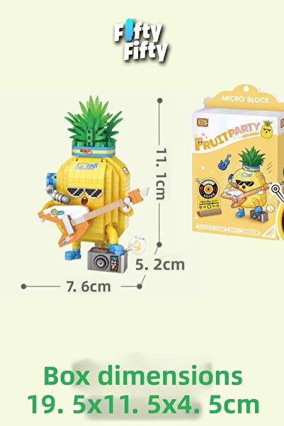 Vagonlife لوز مايكرو بلوك سلسلة عازف الجيتار الأناناس الشكل 430 قطعة لعبة بناء مجموعة FFLZ-8847