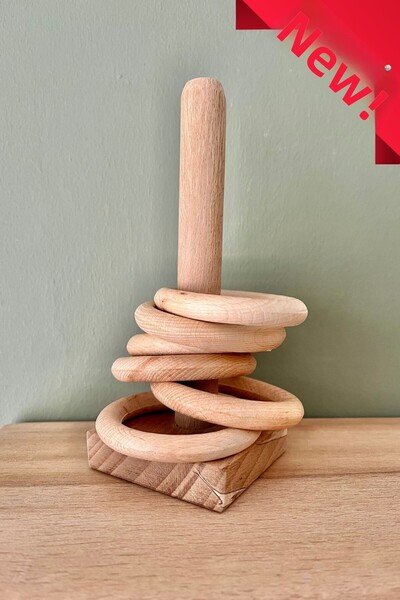 DORU Montessori Natural Wooden Ring Stringing Sorting Game Kindergarten Educa...