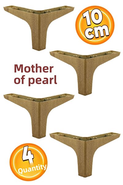 Badem10 Mobilier de lux Sedef Canapea Masă de cafea Unitate TV Picior fotoliu 10 cm Picioare din nuc deschis (4 buc.)