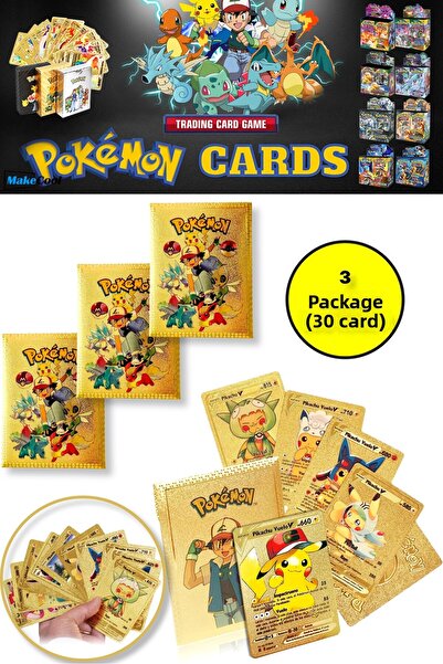 TOYFEST بطاقة ألعاب بوكيمون غير مرخصة، حزمة معززة ذهبية من Tcg - 3 عبوات (30 ...