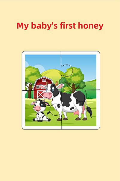 metafortoys أحجية خشبية مكونة من 4 قطع مع طفلتي الأول (عائلة البقرة)