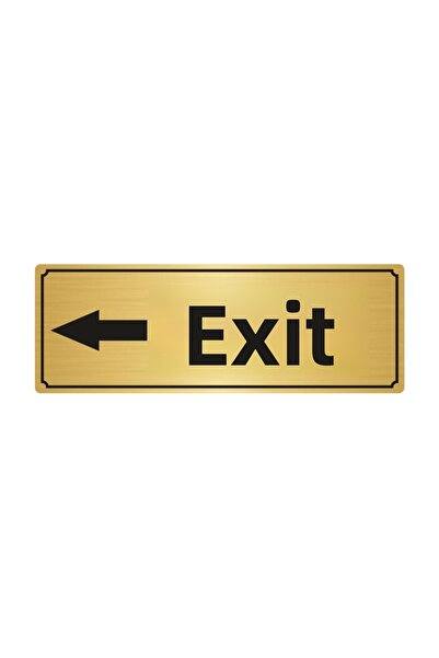 Özarslan Dizayn Exit Directional Sign 10Cmx20Cm Gold Color Metal