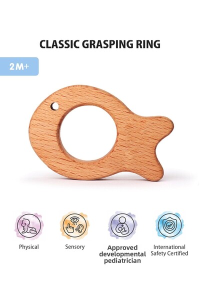IntelliBaby IntelliBaby Wooden Grasping Ring Level 1 - Tactile Stimulation fo...