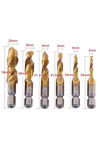 Generic Brand 6 Pieces Thread M3-m10 Coated Hss Drill And Guide Bits 1/4" Hex...