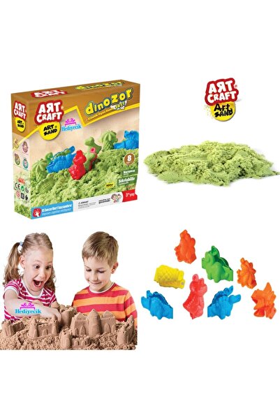 hediyecik Art Sand Dinosaur Molded Kinetic Sand Play Set 8 Pieces 500 Gr