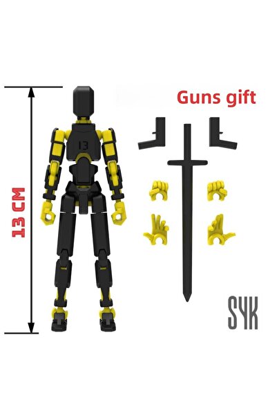 SYK Design لعبة روبوت 13 دمية باللون الأسود والأصفر مع جميع المفاصل المتحركة