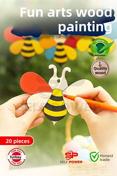 Self Power 20 قطعة من لوحة خشبية مزخرفة بتصميم حرفي من خشب النحل للمشروعات ال...