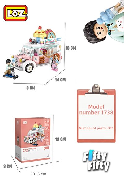 Vagonlife Loz Mini Block Series Food Truck/Food Truck -Lz1738 (582 Pieces) Toy Building Set