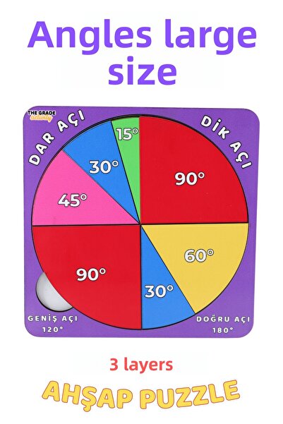 The Grade Activity Montessori Angle Learning Puzzle Wooden 3-Layer Educationa...